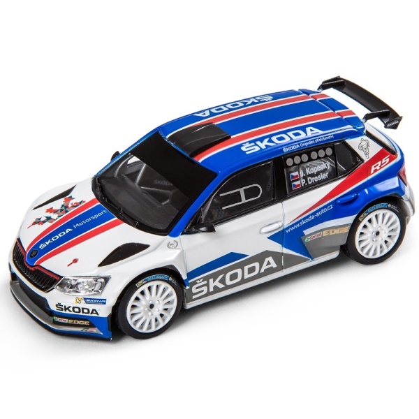 Macheta Oe Skoda Fabia R5 - 100 Years 1:43 Alb Albastru 000099300BT